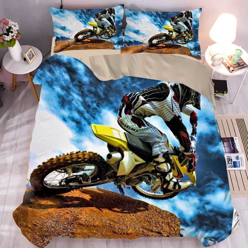 Motocross Mountain Bike Duvet Cover Quilt Cover Pillowcase Bedding Set Bed Linen Home Bedroom Decor