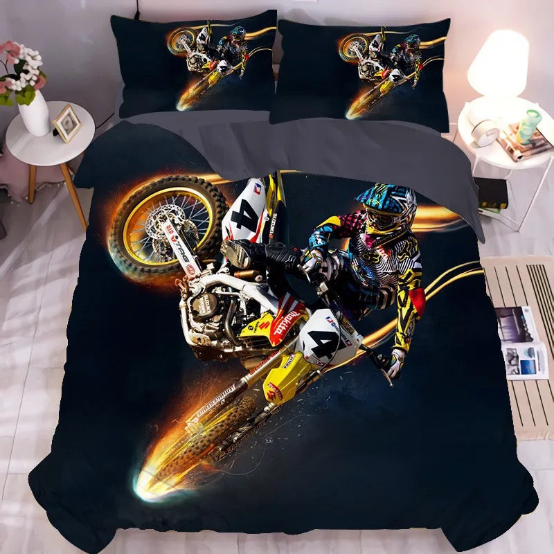 Motocross Mountain Bike Duvet Cover Quilt Cover Pillowcase Bedding Set Bed Linen Home Bedroom Decor