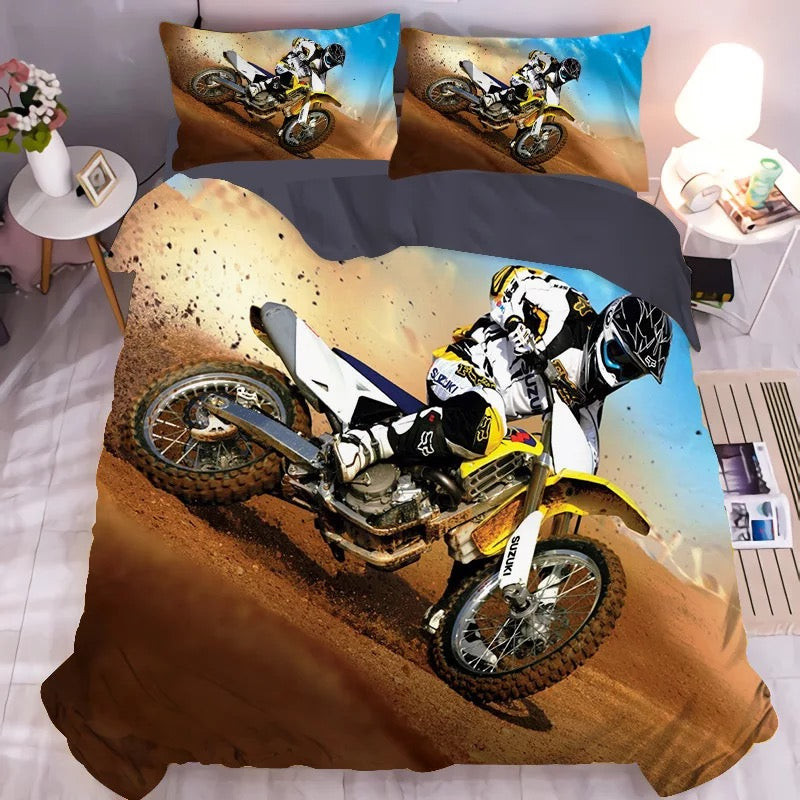 Motocross Mountain Bike Duvet Cover Quilt Cover Pillowcase Bedding Set Bed Linen Home Bedroom Decor