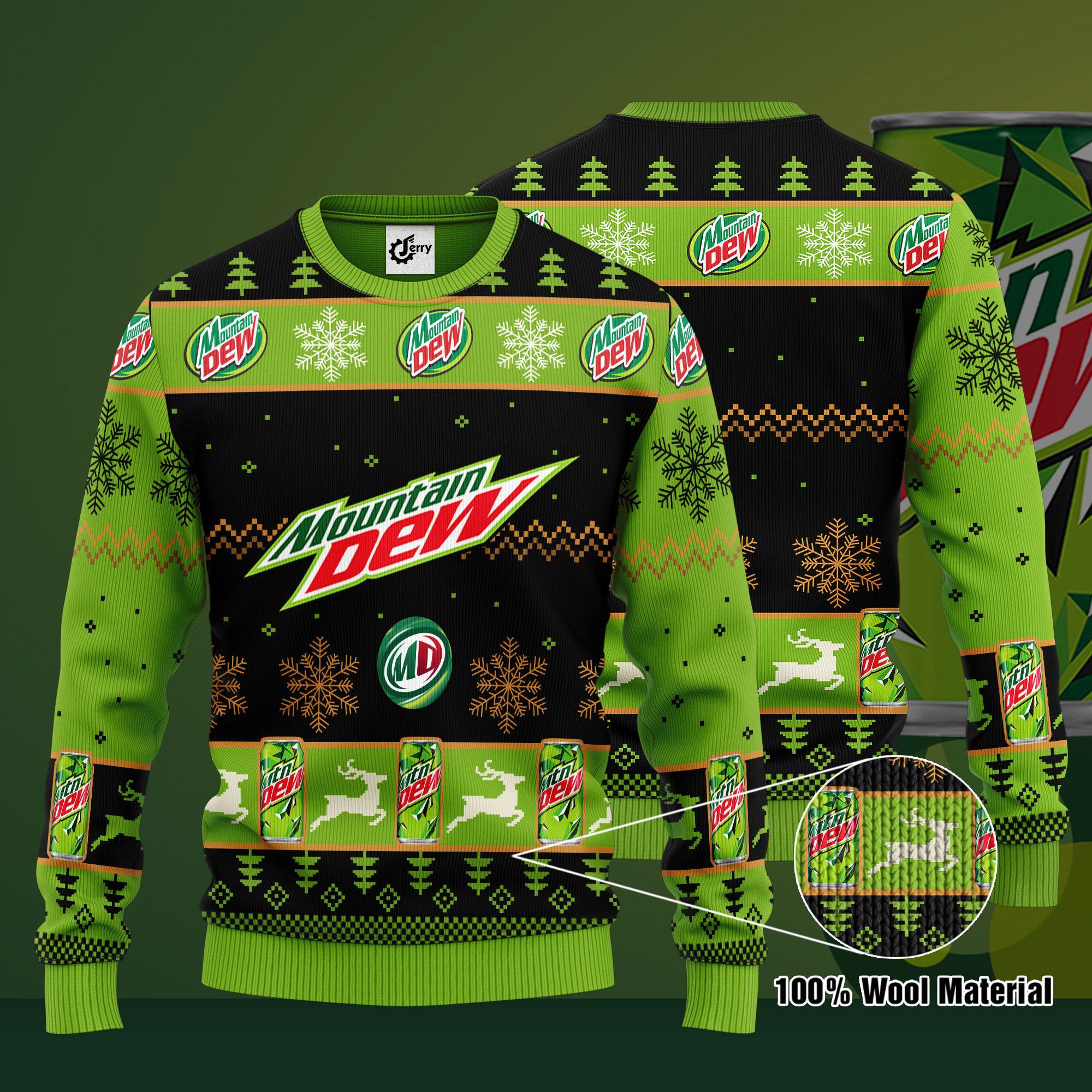 Mountain Dew 3D Print Ugly Christmas Sweater, Hoodie, Zip Hoodie, Bomber Jacket