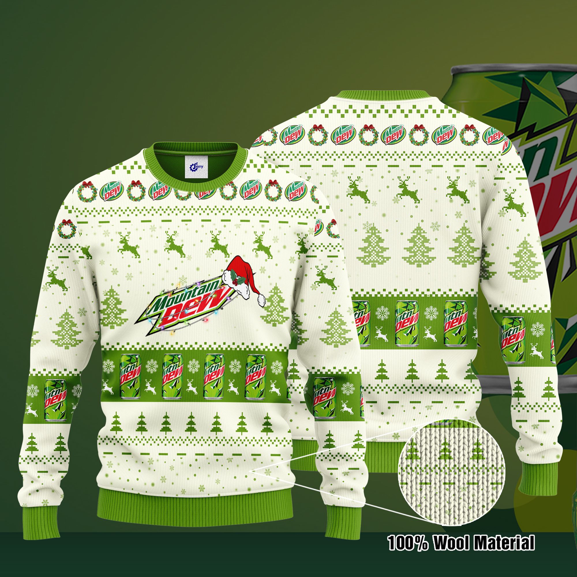 Mountain Dew Santa Hat Christmas Ugly Christmas Sweater, Hoodie, Zip Hoodie, Bomber Jacket