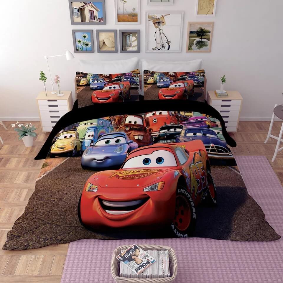 Movie Cars Lightning Mcqueen Duvet Cover Quilt Cover Pillowcase Bedding Set Bed Linen Home Bedroom Decor