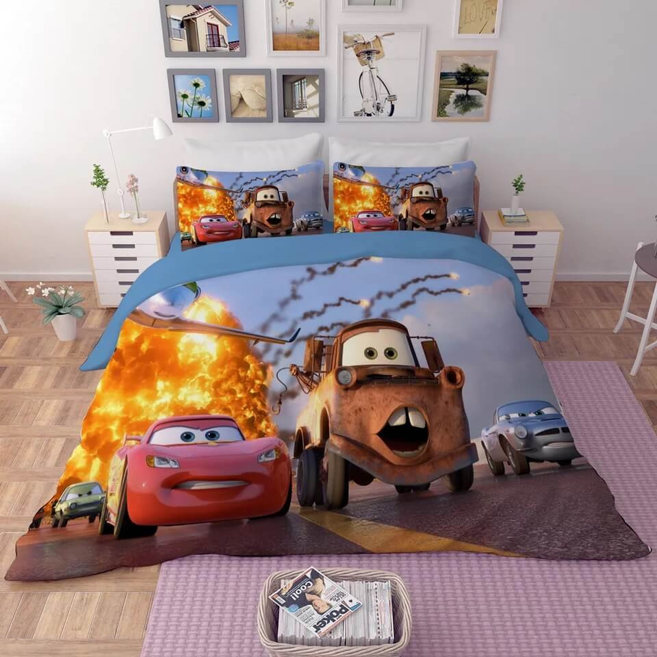 Movie Cars Lightning Mcqueen Duvet Cover Quilt Cover Pillowcase Bedding Set Bed Linen Home Bedroom Decor