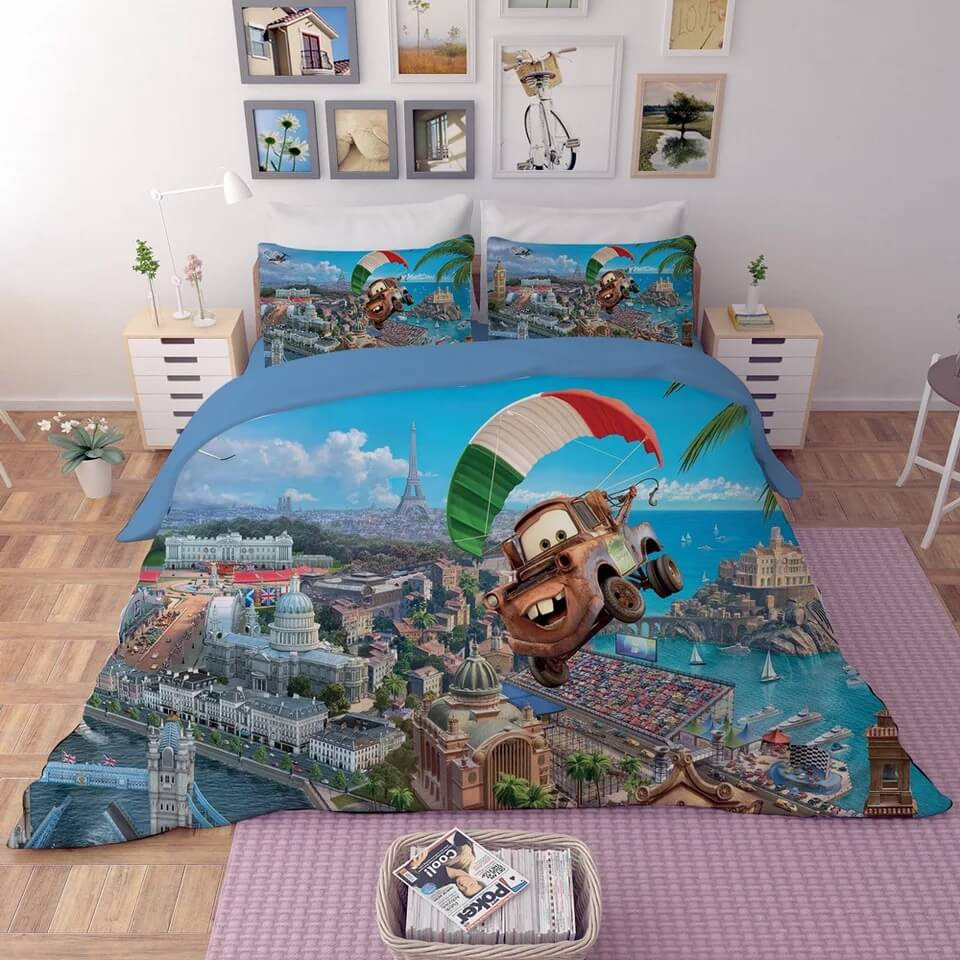 Movie Cars Lightning Mcqueen Duvet Cover Quilt Cover Pillowcase Bedding Set Bed Linen Home Bedroom Decor