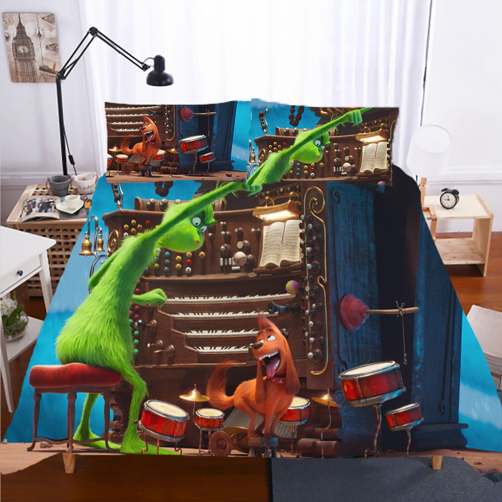 Movie The Grinch How The Grinch Stole Christmas Duvet Cover Quilt Cover Pillowcase Bedding Set Bed Linen Home Bedroom Decor