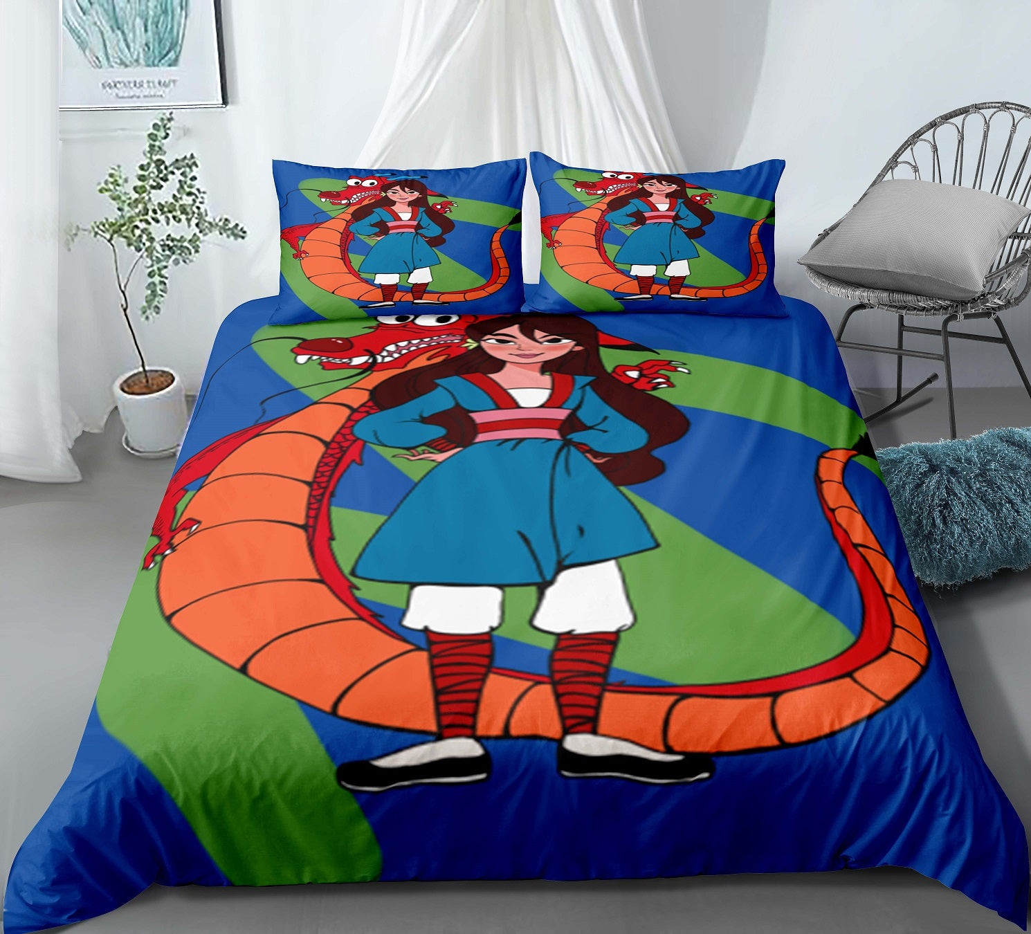 Mulan Duvet Cover Quilt Cover Pillowcase Bedding Set Bed Linen Home Bedroom Decor