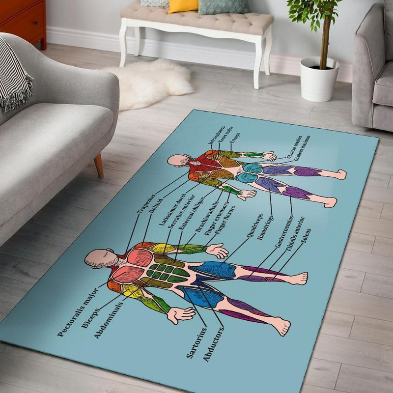 Muscle Chart Rectangle Area Rug – Full Print Carpet For Living Room & Bedroom Home Decor