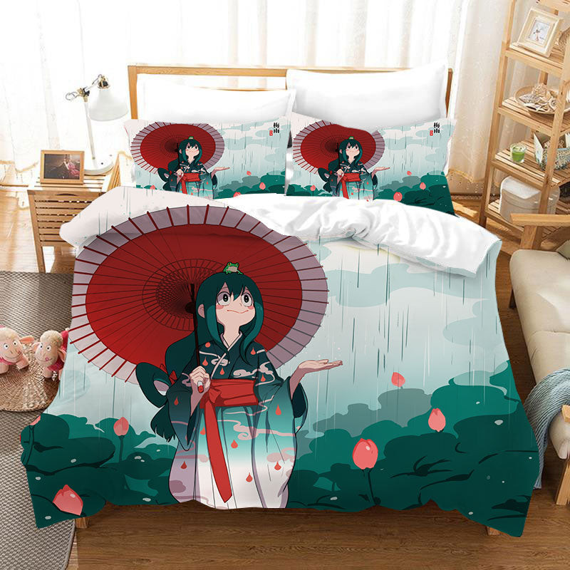My Hero Academia Asui Tsuyu Season 4 Duvet Cover Quilt Cover Pillowcase Bedding Set Bed Linen Home Bedroom Decor