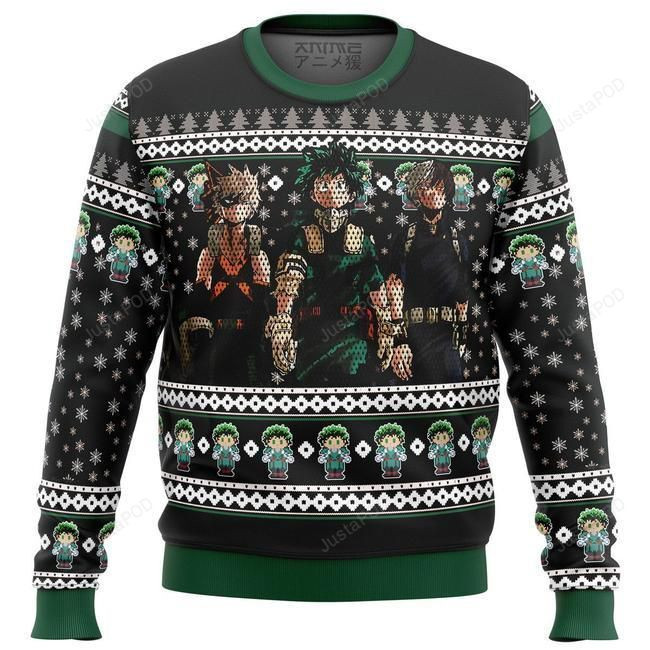 My Hero Academia Deku Bakugo Todoroki Top Ugly Christmas Sweater Perfect Holiday Gift
