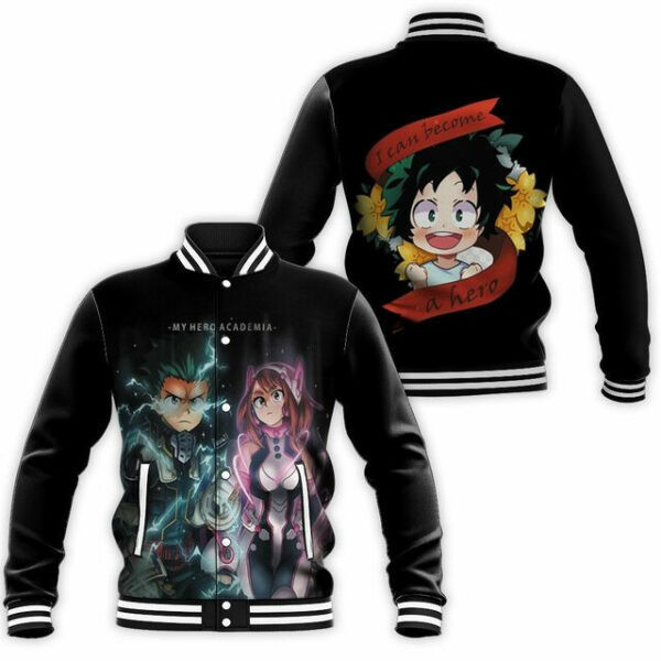 My Hero Academia Uraraka & Midoriya Thunder Anime Baseball Jacket for Men & Women | Anime Fan Gift