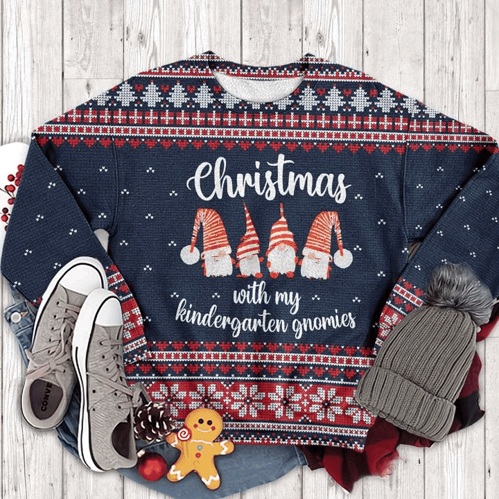 My Kindergarten Gnomies Teacher Ugly Christmas Sweater, Perfect Holiday Gift