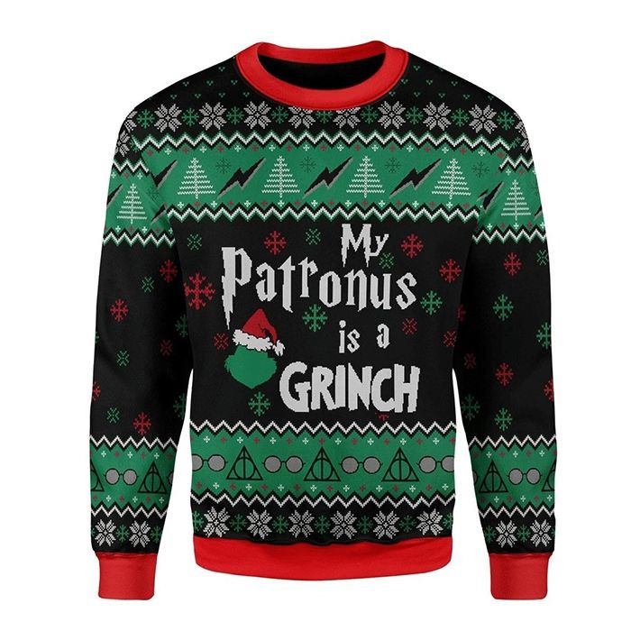 My Patronus Is A Santa Grinch For Grinch Lovers Ugly Christmas Sweater, Perfect Holiday Gift
