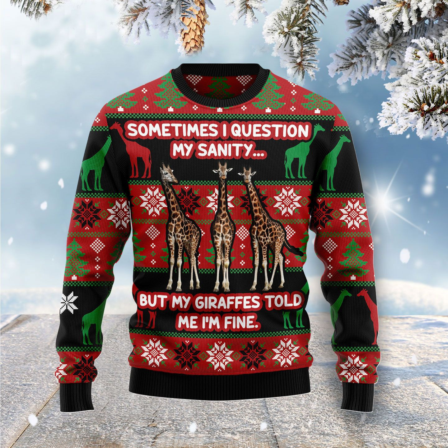 My Sanity Question Giraffe Ugly Christmas Sweater, Perfect Holiday Gift