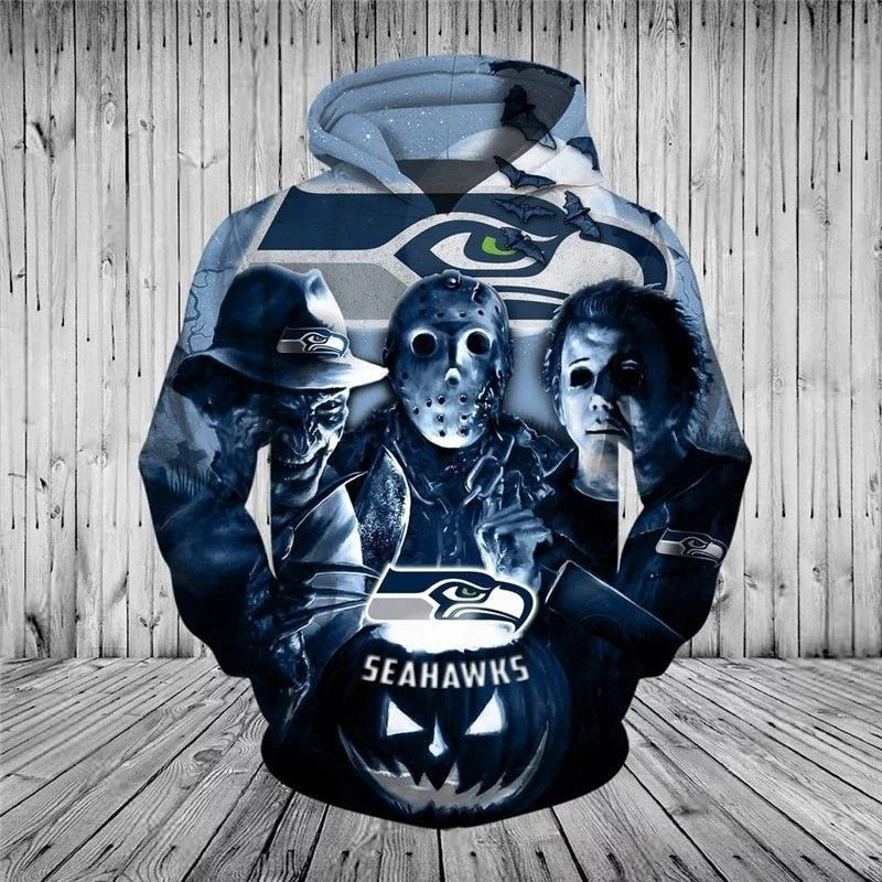 N.F.L Seattle Seahawks Classic Halloween Horror Movie Character 3D All Over Print Hoodie & Zip Hoodie