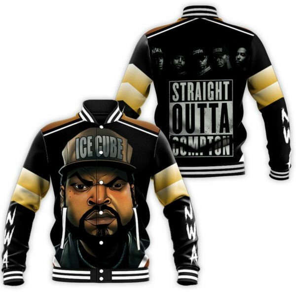 N.W.A Ice Cube Straight Outta Compton Hip Hop Baseball Jacket for Men & Women | Music Fan Gift