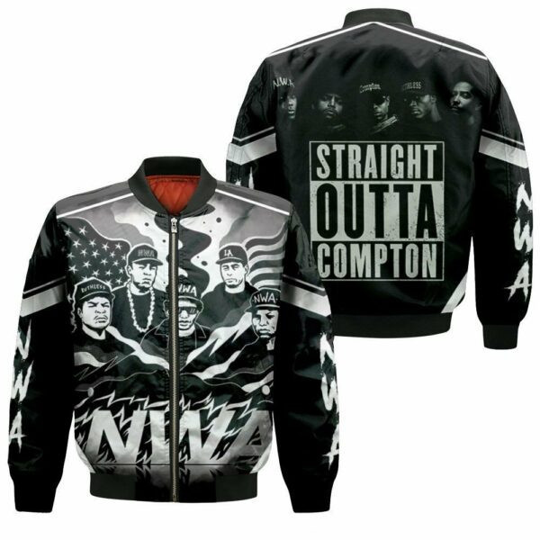 N.w.a. Group Members Black And White Graffiti Style Bomber Jacket | Music Jacket for Men & Women | Music Fan Gift