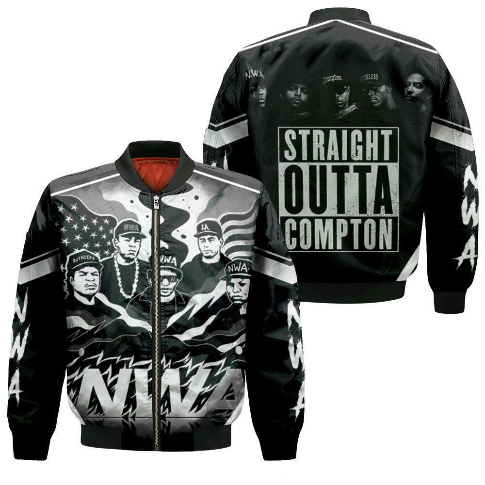 N.w.a. Group Members Black And White Graffiti Style Bomber Jacket | Music Jacket for Men & Women | Music Fan Gift