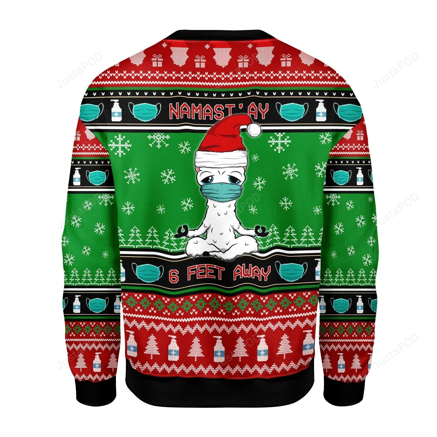 Namaste Stay 6 Feet Away Ugly Christmas Sweater, Perfect Holiday Gift