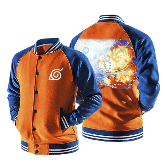Naruto Nine Tails Chakra Mode Rasenshuriken Baseball Jacket for Men & Women | Anime Fan Gift