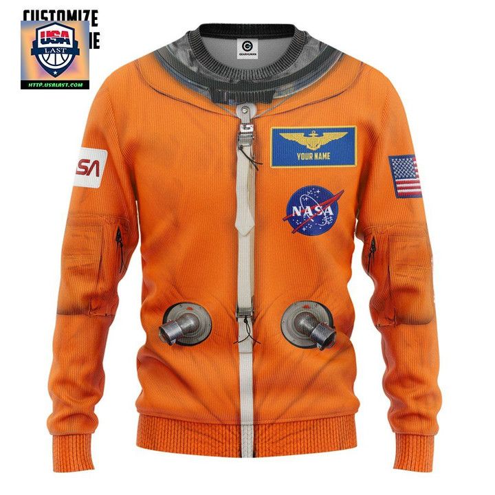 Nasa Orange Space Suit Custom Name Sweater Apparel