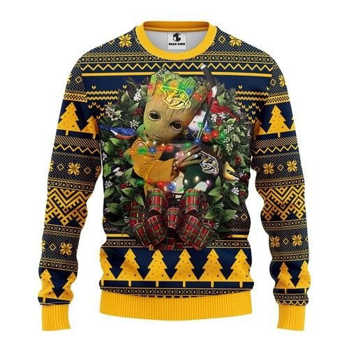 Nashville Predators Groot Hug Christmas For Fans Ugly Christmas Sweater Perfect Holiday Gift