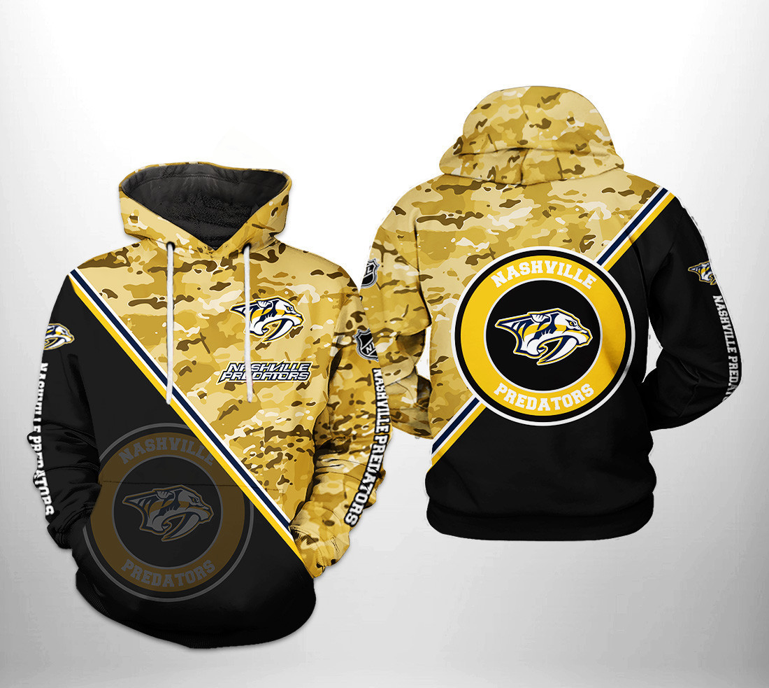 Nashville Predators NHL Camo Team 3D All Over Print Hoodie & Zip Hoodie