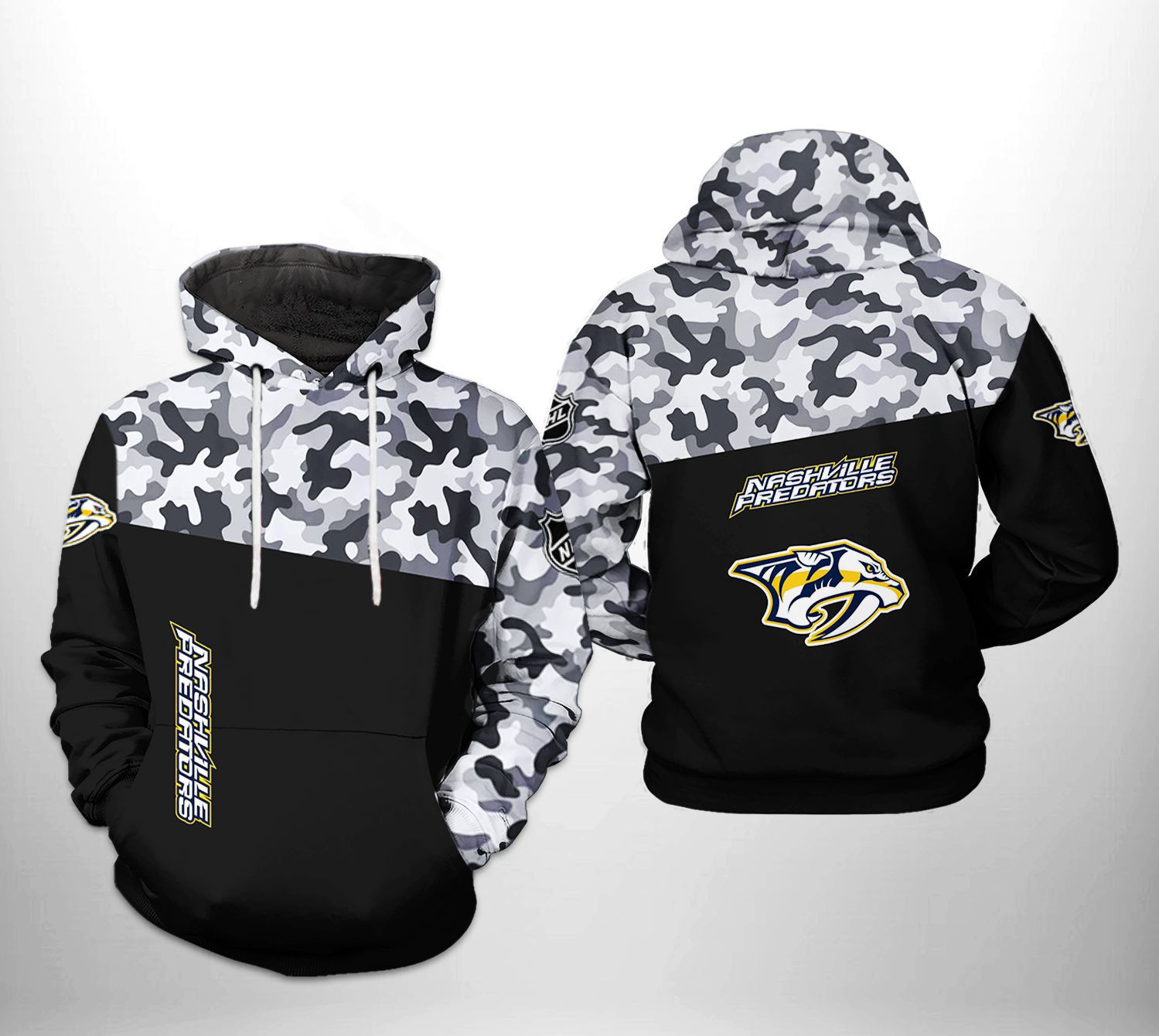 Nashville Predators NHL Camo Veteran 3D All Over Print Hoodie & Zip Hoodie
