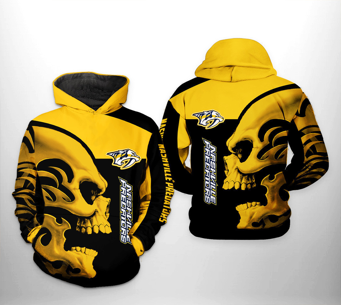 Nashville Predators NHL Skull 3D All Over Print Hoodie & Zip Hoodie