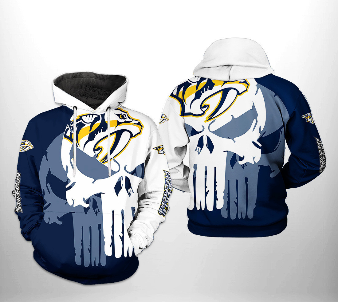 Nashville Predators NHL Team Skull 3D All Over Print Hoodie & Zip Hoodie