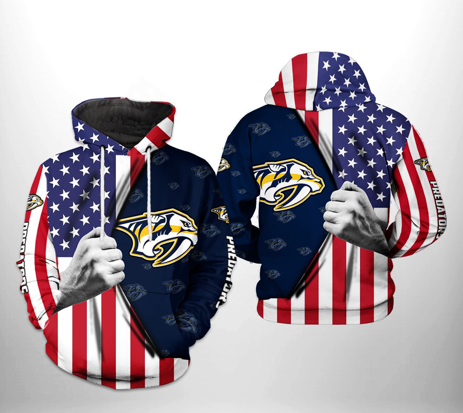 Nashville Predators NHL US FLag 3D All Over Print Hoodie & Zip Hoodie