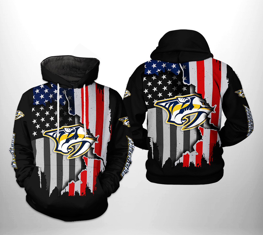 Nashville Predators NHL US FLag Team 3D All Over Print Hoodie & Zip Hoodie