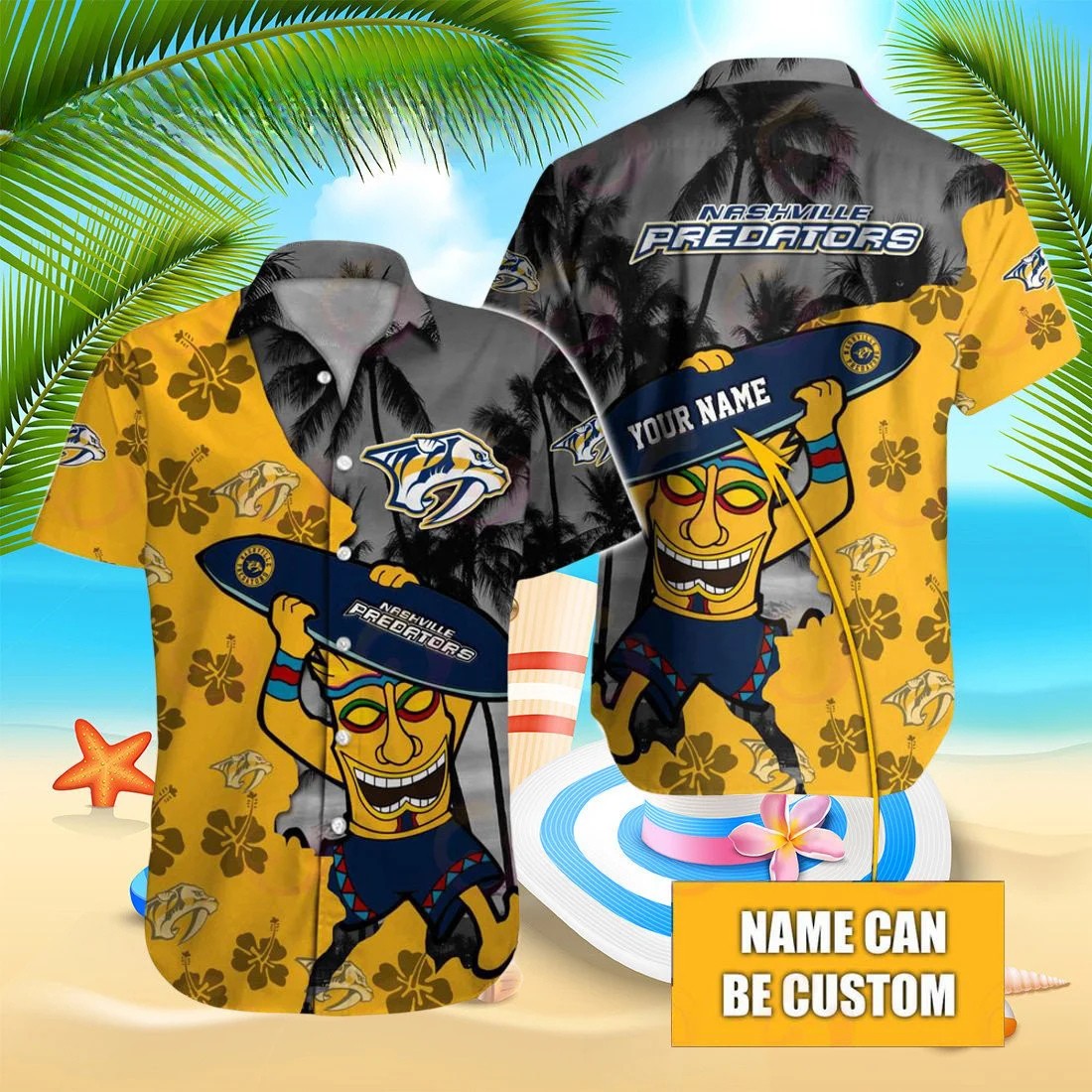 Nashville Predators Personalized Tiki Aloha Hawaiian Shirt for Men & Women