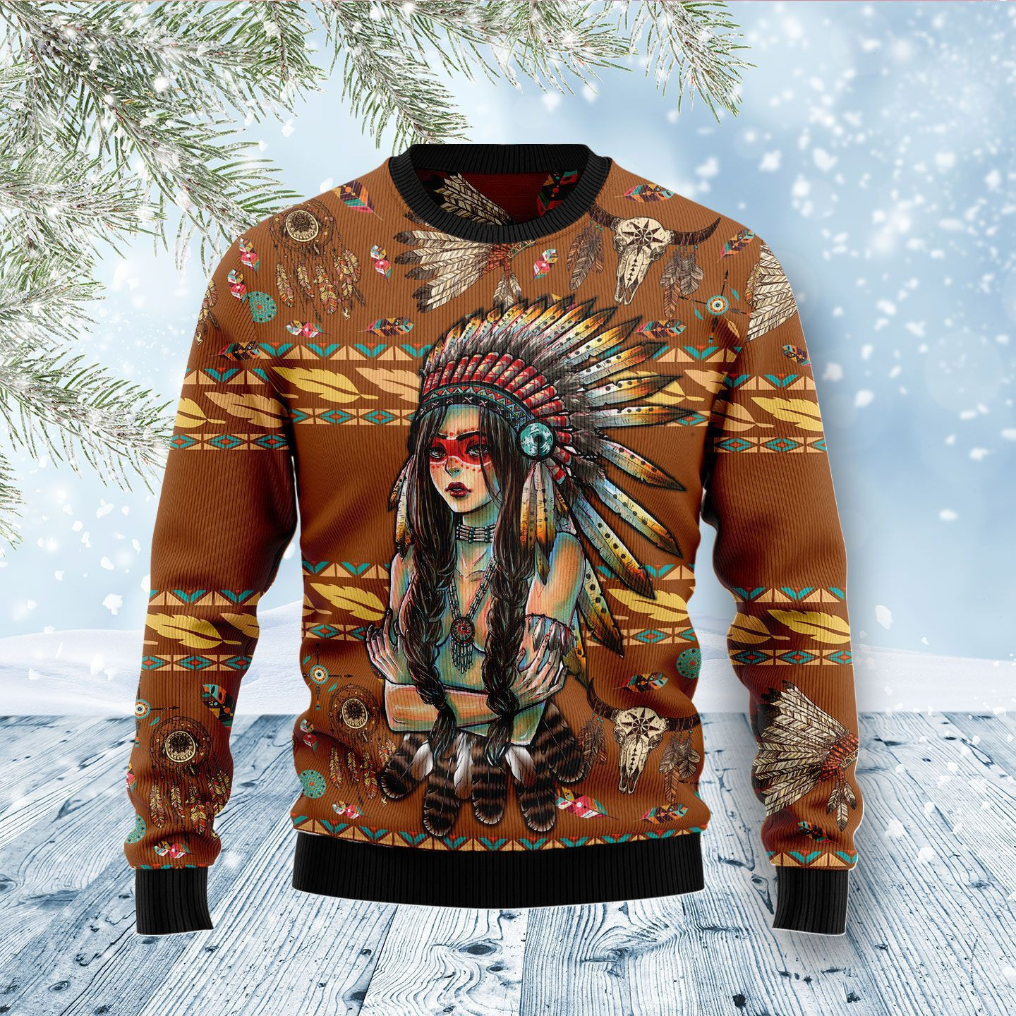 Native American Girl Ugly Christmas Sweater,