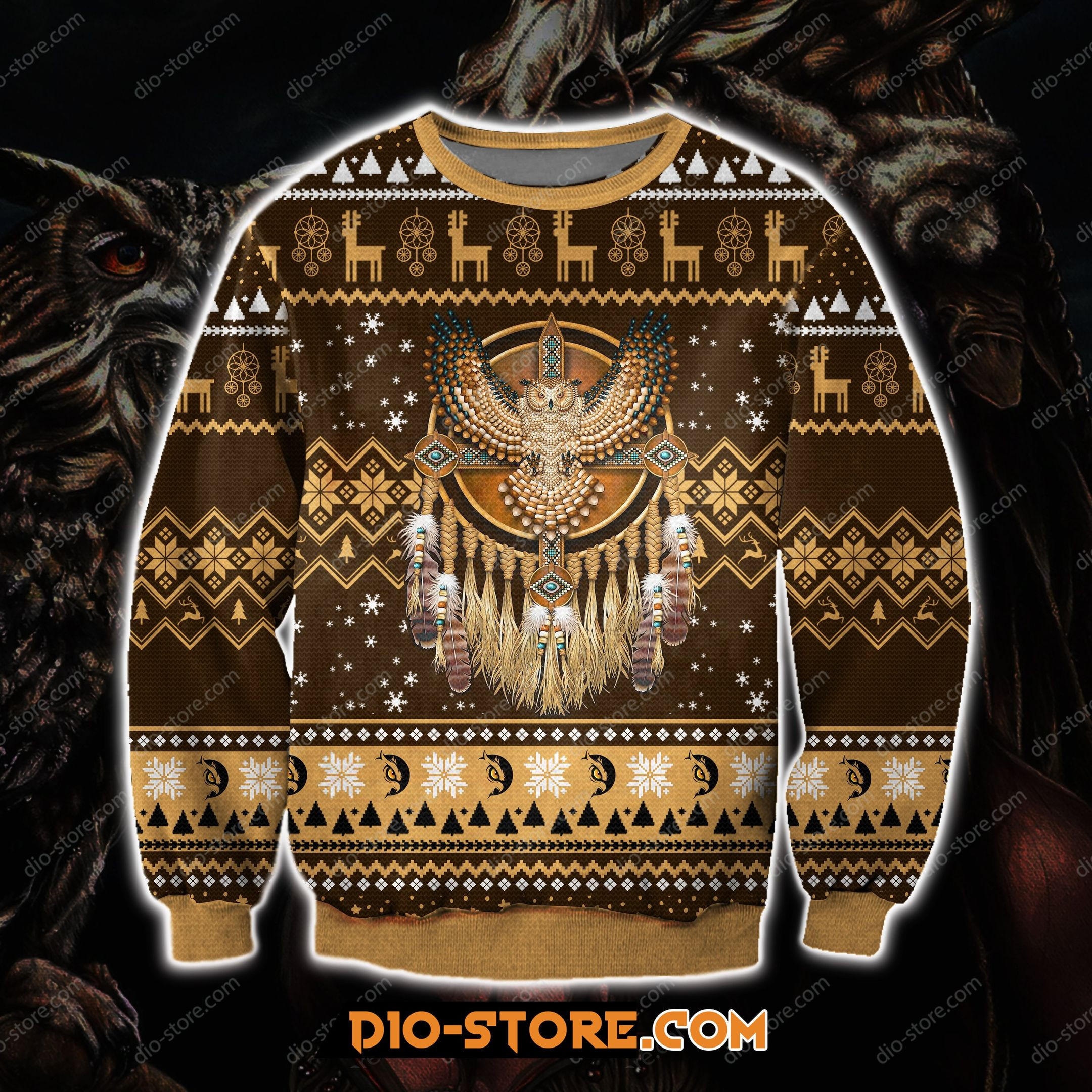 Native American Owl For Unisex Ugly Christmas Sweater,