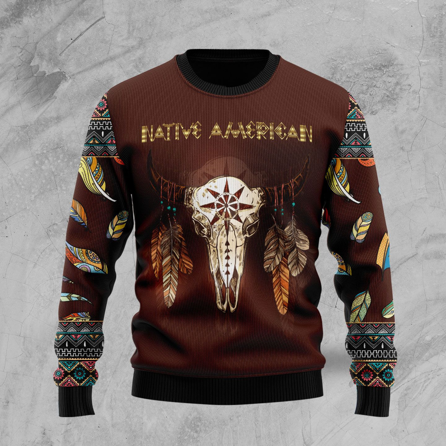 Native Skull Ugly Christmas Sweater, Perfect Holiday Gift