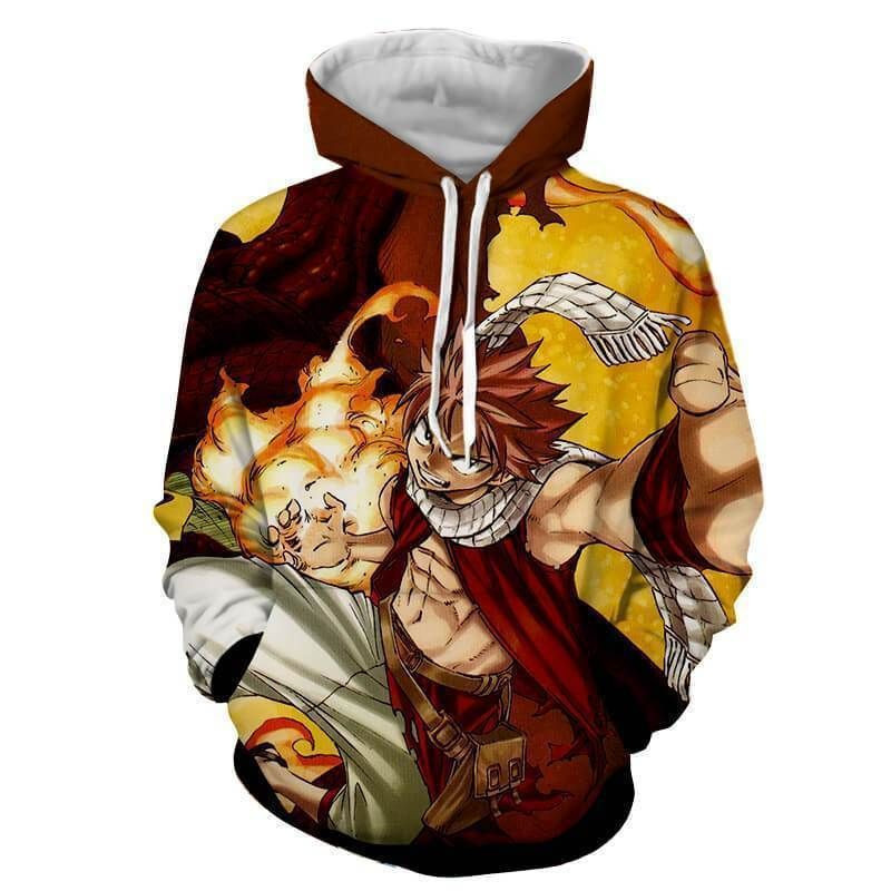 Natsu Dragneel Fairy Tail Brown & Yellow 3D All Over Print Hoodie & Zip Hoodie