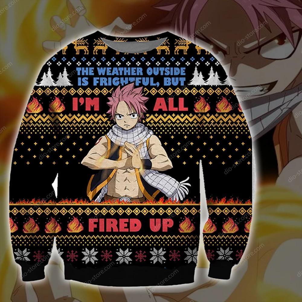 Natsu Dragneel Knitting Pattern 3D Print Ugly Sweater