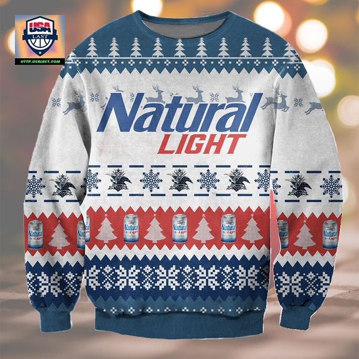 Natural Light Beer White Ugly Christmas Sweater