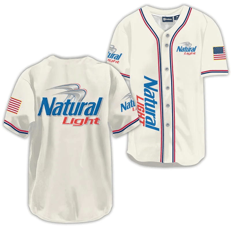 Natural Light USA Flag Baseball Jersey, Beer Lover Gift, Beer Jersey For Men Women