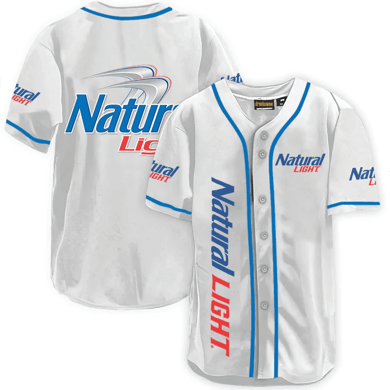 Natural Light White Baseball Jersey, Beer Lover Gift, Beer Jersey For Men Women