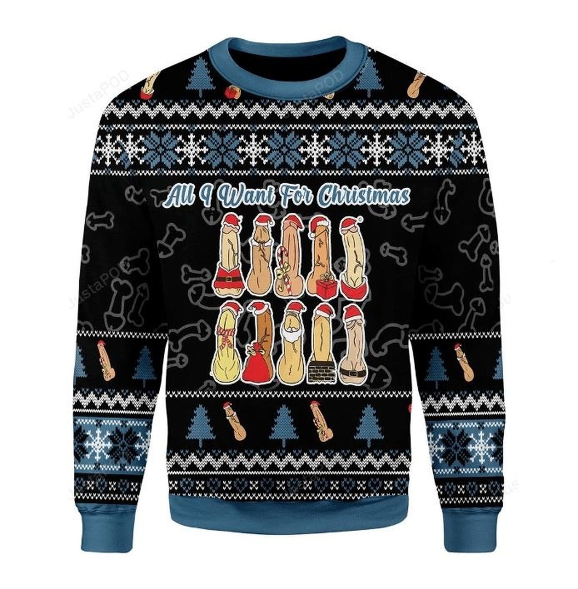 Naughty Dick Christmas Hats All I Want For Christmas For Men And Women Ugly Christmas Sweater