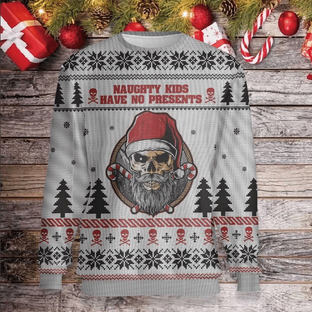 Naughty Kids Have No Present Ugly Christmas Sweater, Perfect Holiday Gift