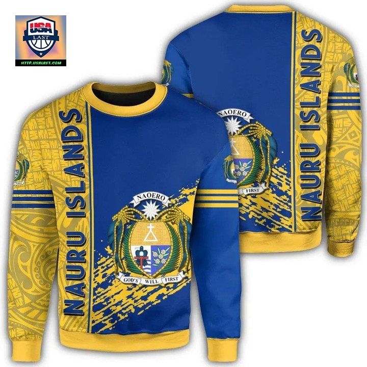 Nauru Islands Coat Of Arms Sweater Quarter Style J1C