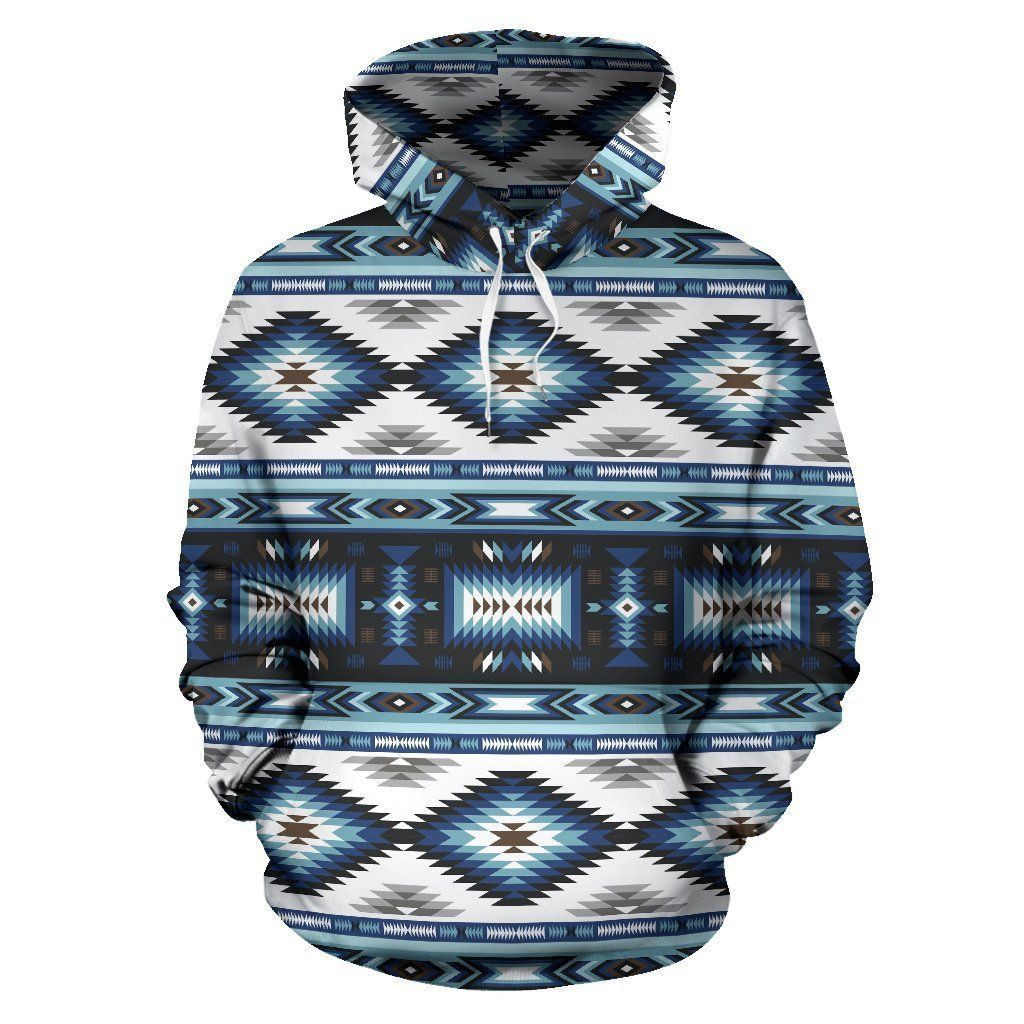 Navajo Dark Blue Print Pattern 3D All Over Print Hoodie & Zip Hoodie