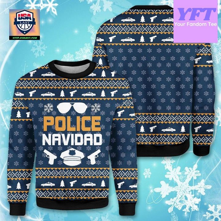 Navidad Xmas Policeman Merry Cop Police Wife 3d Ugly Christmas Sweater
