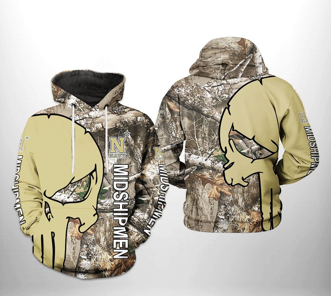 Navy Midshipmen NCAA Camo Veteran Hunting 3D All Over Print Hoodie & Zip Hoodie