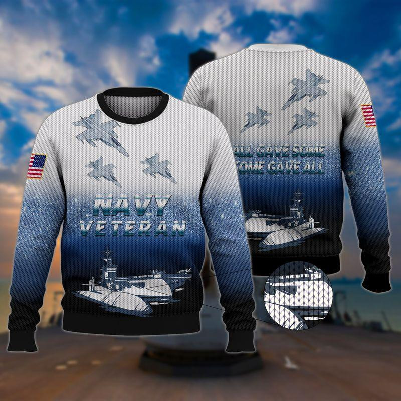 Navy Veteran Ugly Christmas Sweater, Perfect Holiday Gift