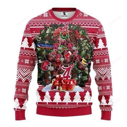 Ncaa Alabama Crimson Tide Tree Christmas Ugly Christmas Sweater, Perfect Holiday Gift