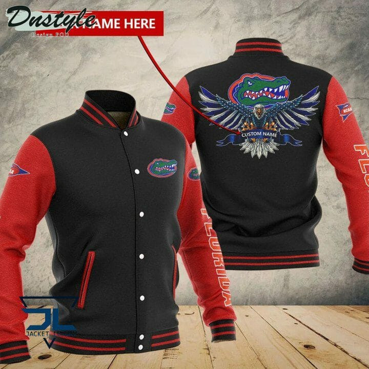 NCAA Florida Gators Personalized Name Black Red Baseball Jacket Varsity Baseball Jacket for Men & Women | NCAA Team Fan Gift