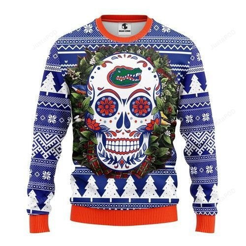 Ncaa Florida Gators Skull Ugly Christmas Sweater, Perfect Holiday Gift